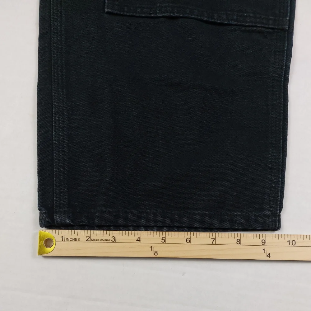 Carhartt Duck Double Knee Dungaree Mens 40x30 Black Loose Fit Pants B136 BLK